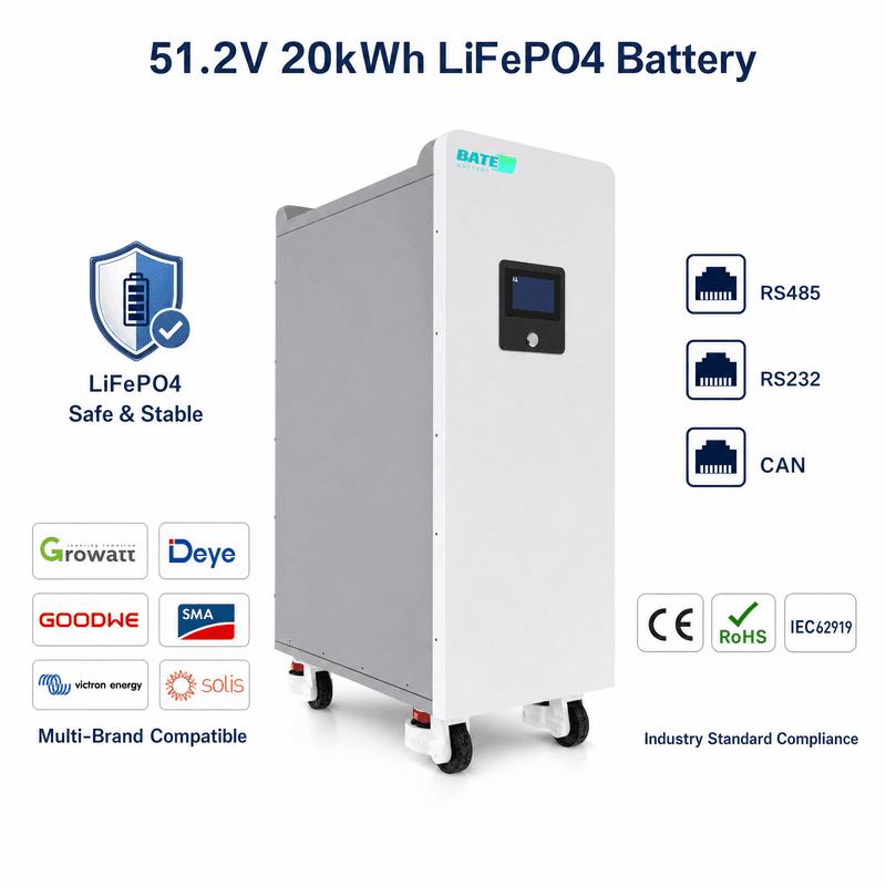 Batería LiFePO4 20kW 400Ah 51,2V De Pie - 1